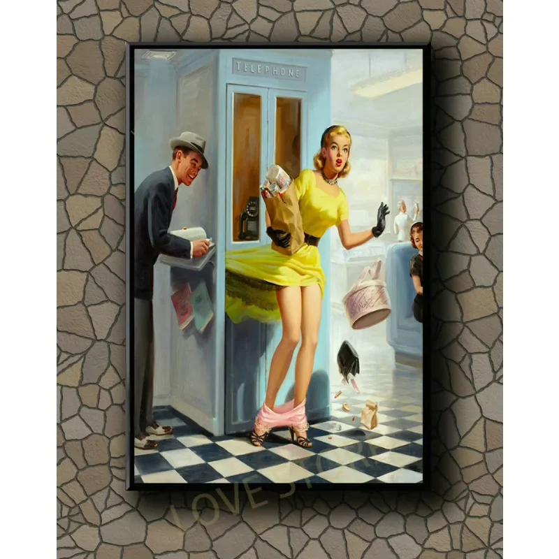 P114 Vintage Beautiful Pin-up Girl Classic Picture 232 Silk Fabric Poster Art Decor Indoor Painting Gift
