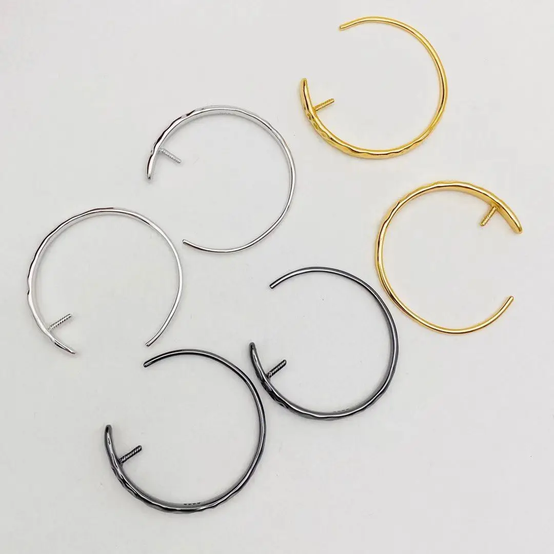 Wholesale S925 Sterling Silver Earrings Mount Findings Settings Base Mounting Parts Accessory for 8-9mm Pearls 5 pairs/lot
