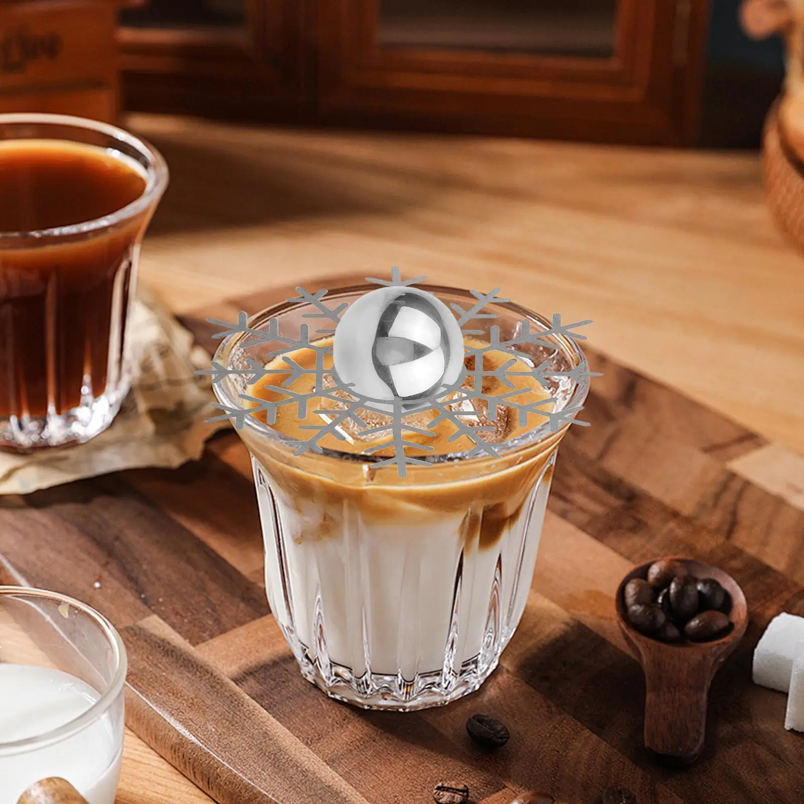 Coffee Cooling Ball 2 Pieces Metal Reusable Chilling Tool With Stand Cold Ball Machine Accessories For Gatherings Banquets