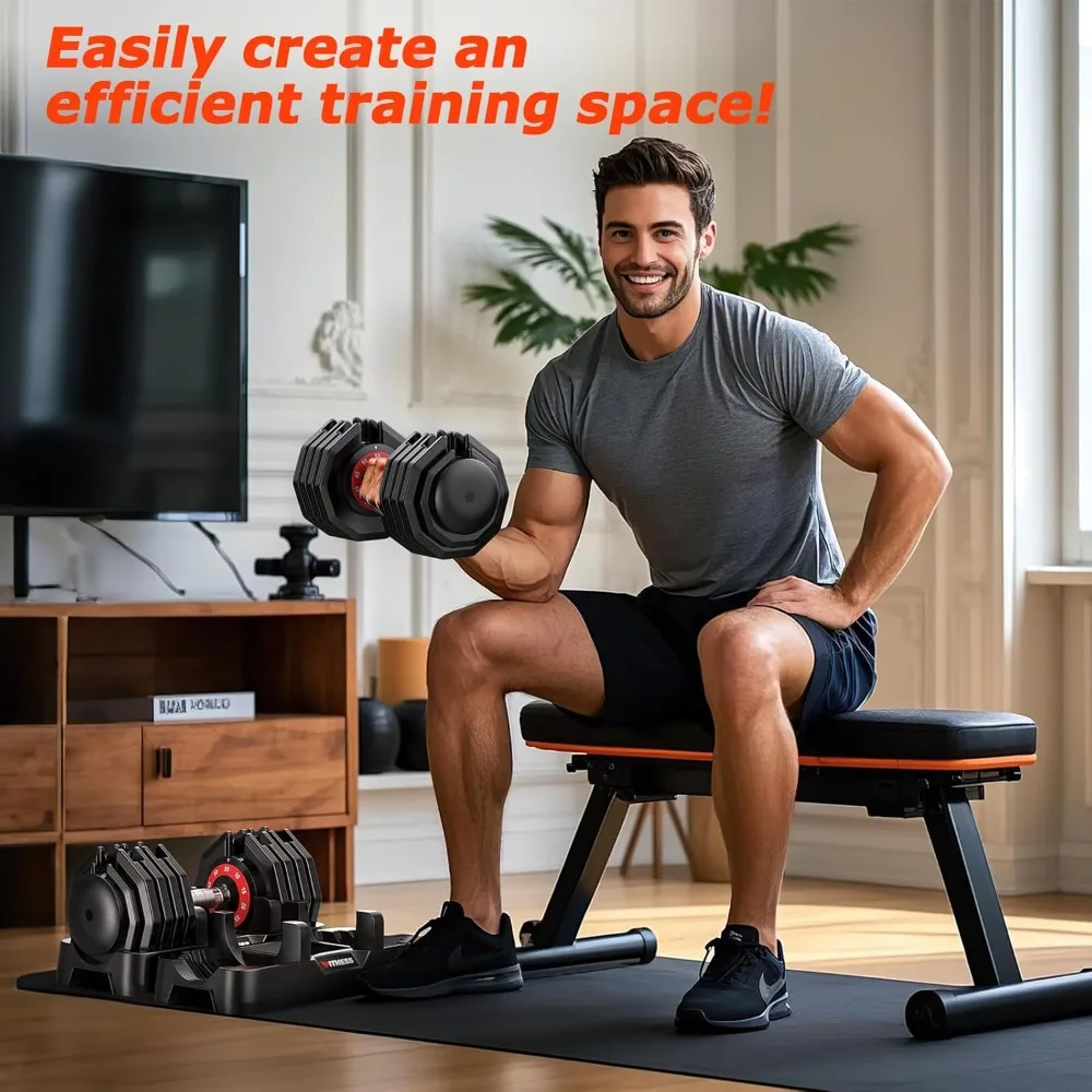 مجموعة دمبل قابلة للتعديل مكونة من قطعتين، مجموعة دمبل بأوزان قابلة للتعديل لمدة 1 ثانية، دمبل مجاني 5 في 1 مع مقبض مضاد للانزلاق