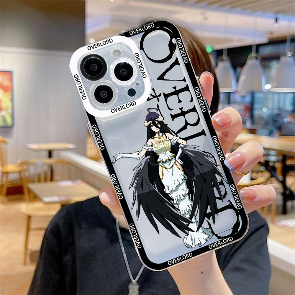 Anime OVERLORD Albedo Phone Case For iPhone 16 15 14 13 12 11 Mini Pro Max X XR XSMax 6S 6 7 8 Plus SE20 Transparent Cover