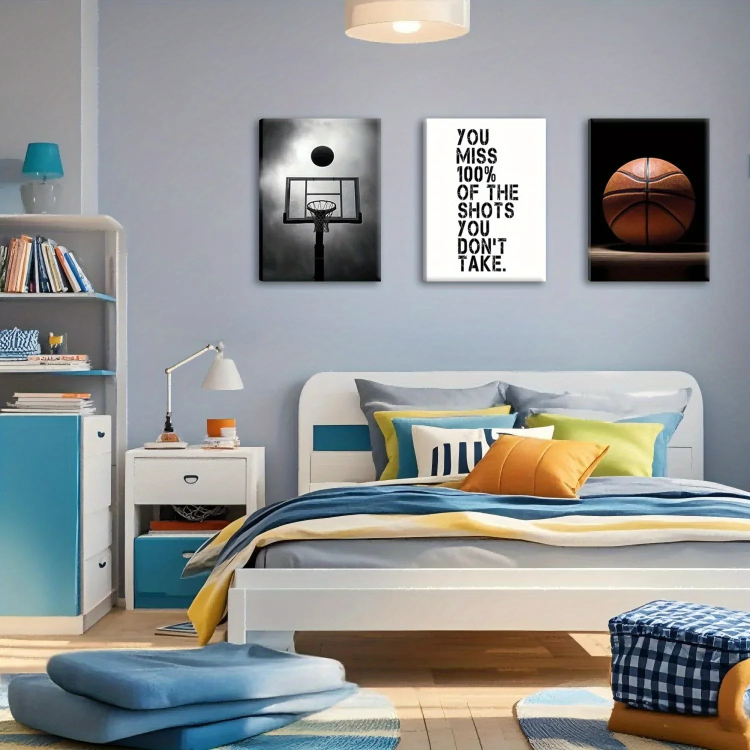 (No frame)3pcs/ Set Modern Sports Style Wall Decoration Art Set, Cool Basketball Theme Art, Inspirational Basketball Art, Spo
