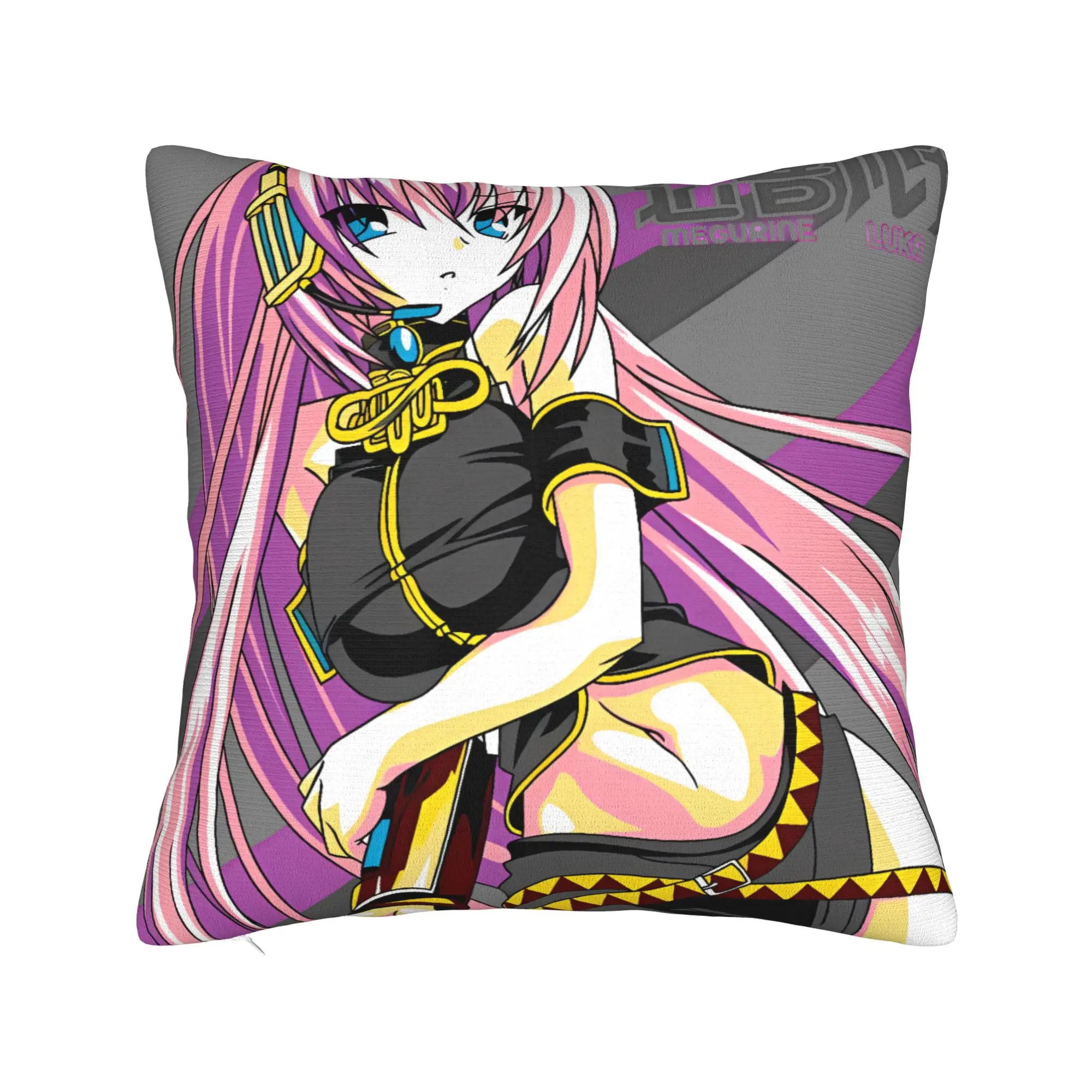 ルカ・ボーカロイド-両面ぬいぐるみ枕カバー-ブラック-アニメ枕