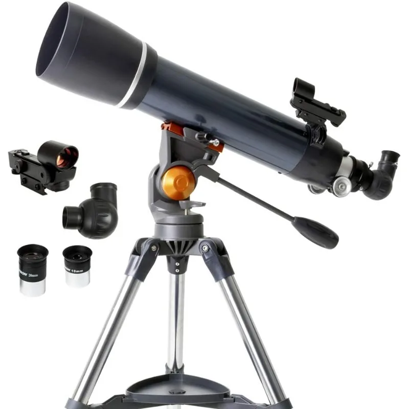 AstroMaster 102AZ Refractor Telescope - Fully-Coated Glass Optics - Adjustable-Height Tripod - Bonus Astronomy Software Package