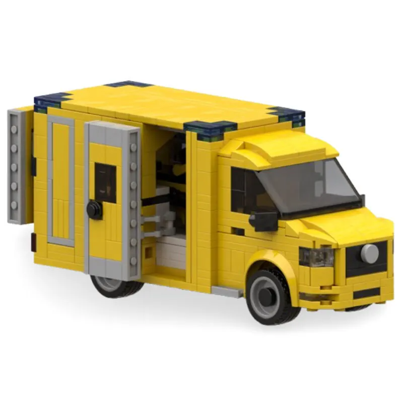 

European Ambulance Building Blocks Scale City Rescue Vehicle Model Dutch Box Type Emergency Support Car Kids Toy Holiday Gift