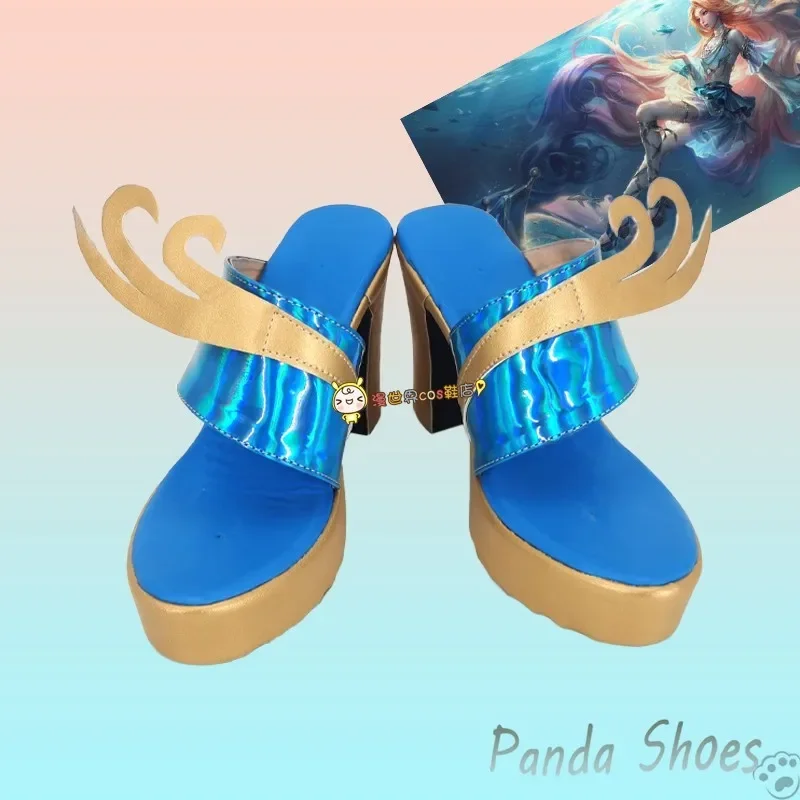 LOL Seraphine Cosplay Shoes Comic Anime Game League of Legends Cos Blue Boots Cosplay Costume Prop Shoes for Con Halloween Party