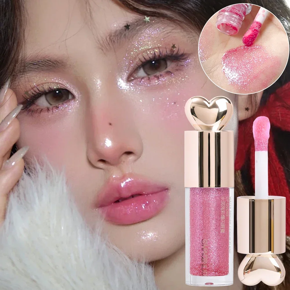 Waterdichte Diamant Shimmer Glitter Lipgloss 5 Kleuren Hydraterende Non-Stick Cup Mousserende Vloeibare Lippenstift Koreaanse Make-Up Cosmetisch