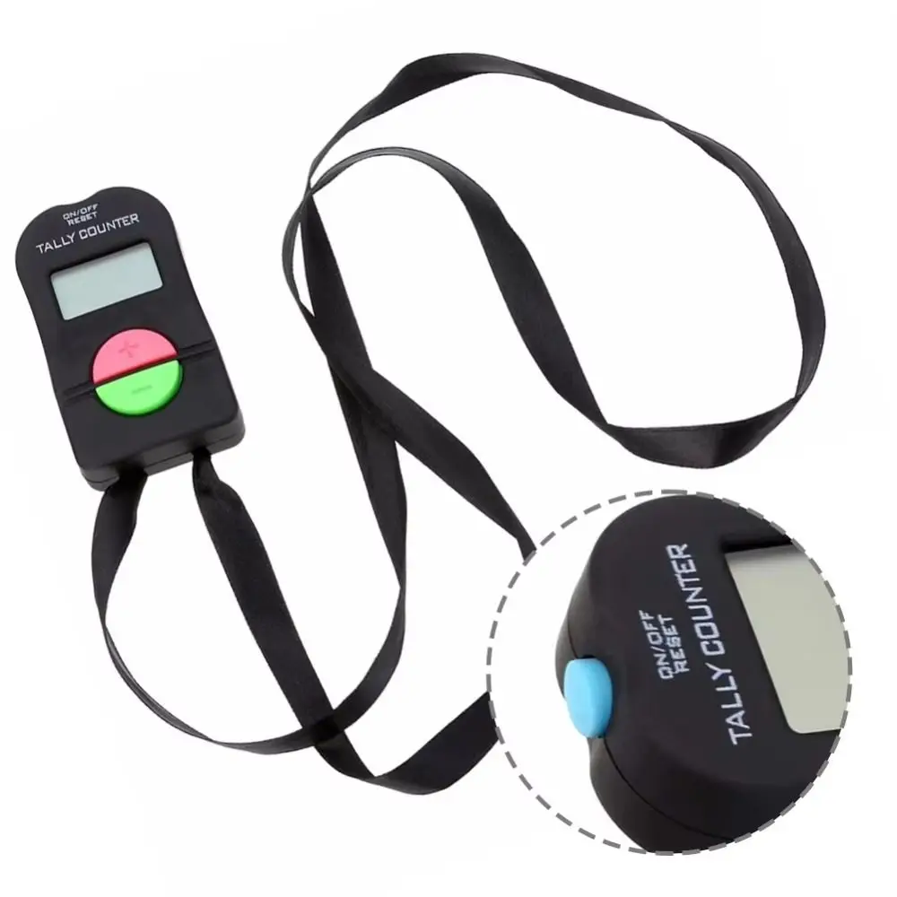 LCD Display Digital Counter 0-9999 Range Addition Subtraction Function Hand Tally Clicker Battery Powered Lightweight