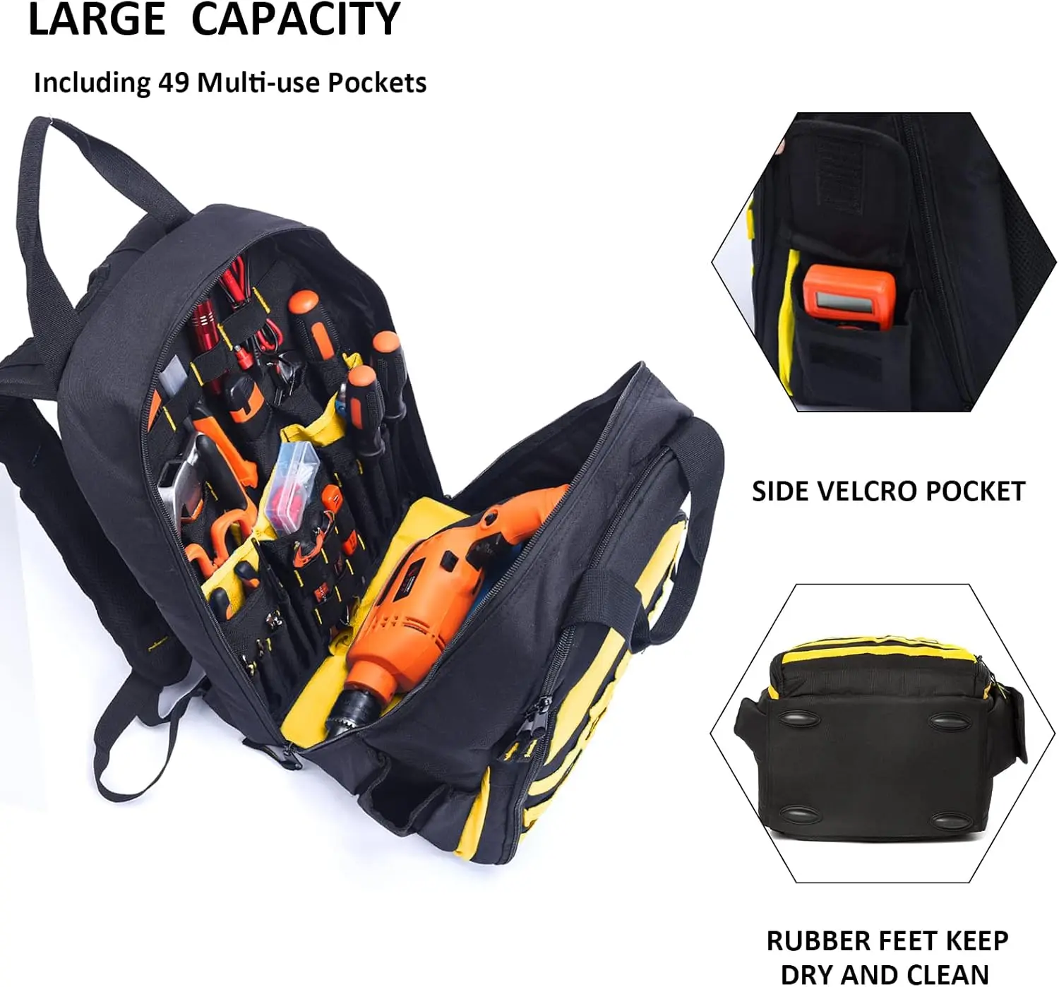 

Tool Bag Backpack for Men, Heavy-Duty Tools Storage Organizer Work Bags Backpack for Construction Jobsite,Electrician,Industrial