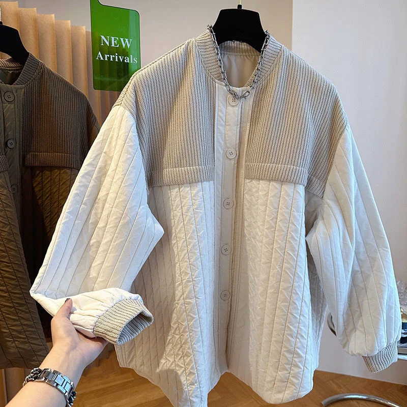 niche-ample-decontracte-tricot-couture-manteau-en-coton-raye-hiver-leger-mince-petite-veste-en-coton-femmes-automne-sens-du-design-avance