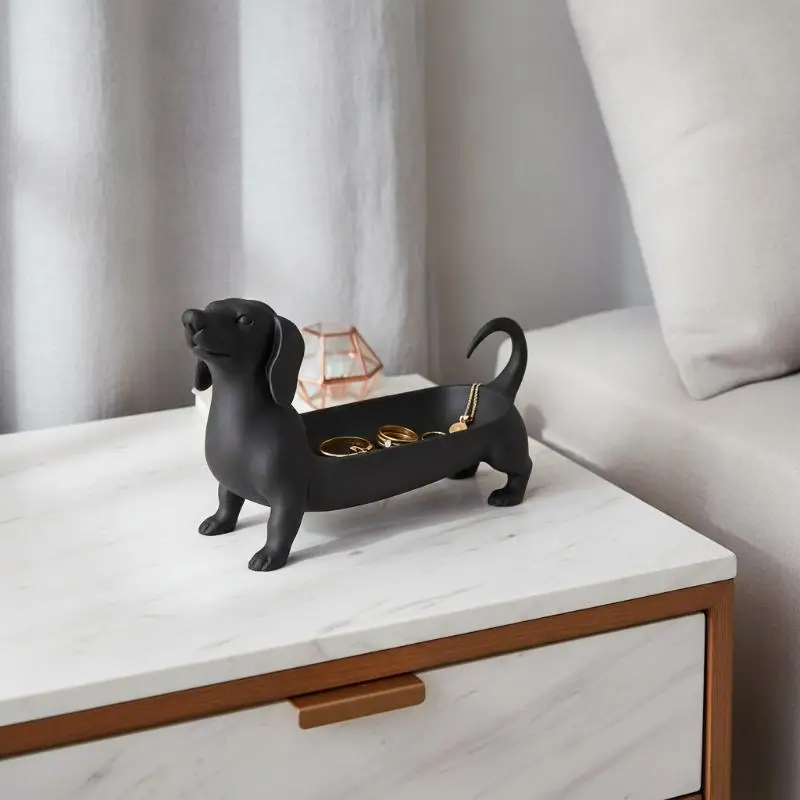 [3D Wind Sausage Dog Jewelry Storage Tray Watch Key Storage Tray Phone Glasses Storage Artifact Pet Theme Warm Gift]