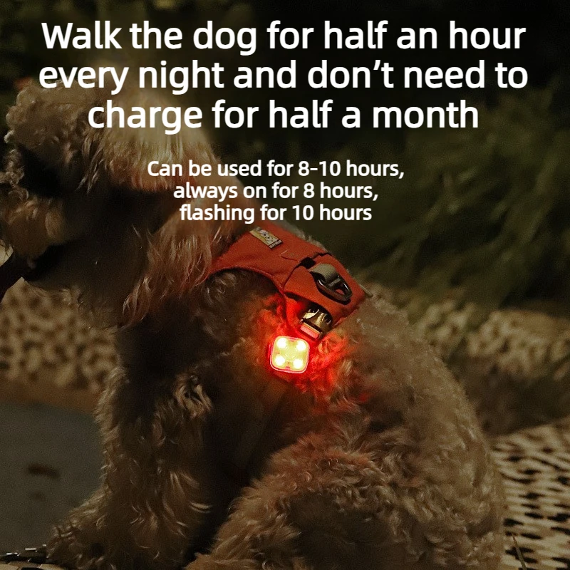 USB Type-C Rechargeable LED Pet Safety Light Clip-on Dog Night Walking Pendant 3 Lighting Modes Anti-Lost Waterproof Dog Collar