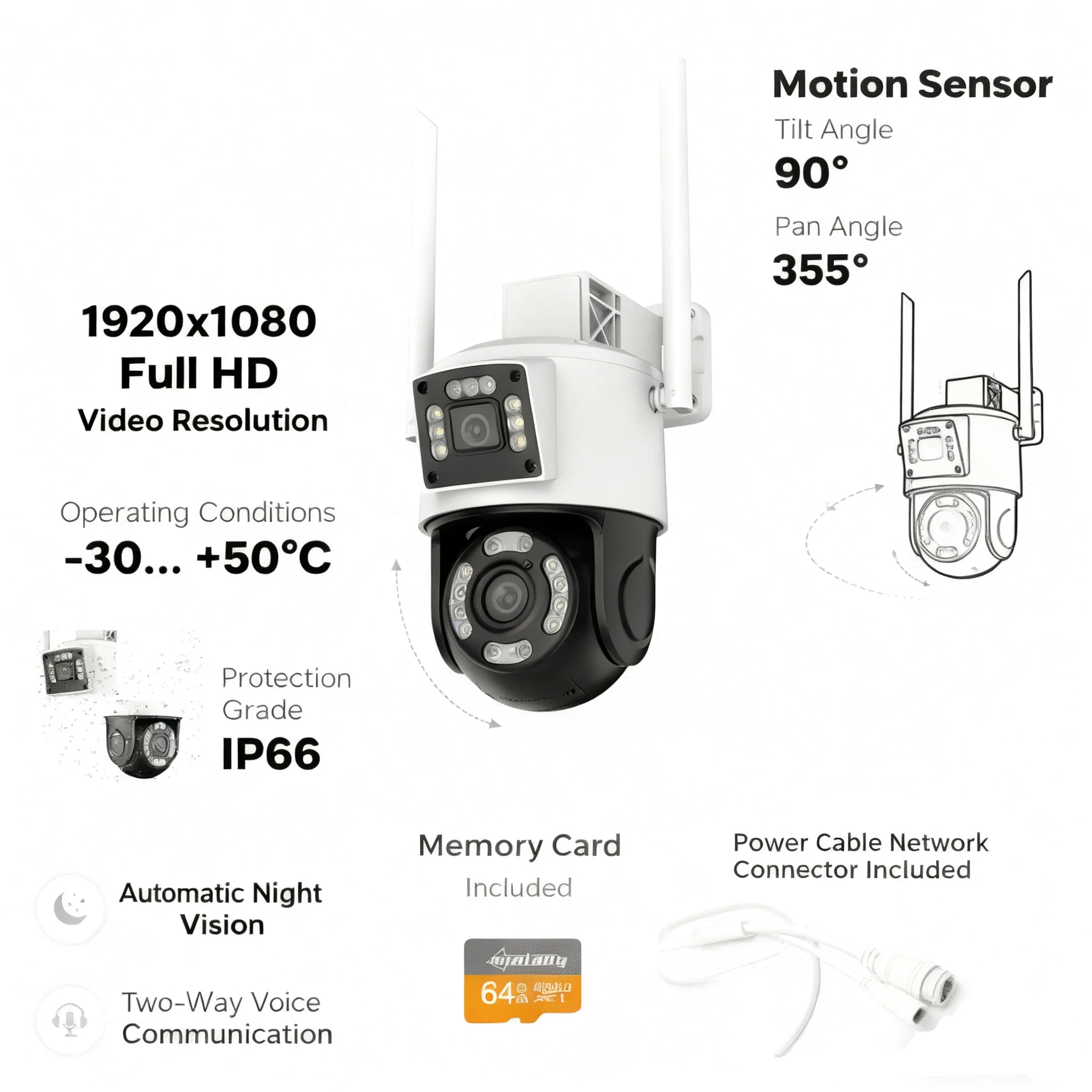 M617 5MP Dual Lens WiFi Surveillance Camera-ONVIF Protocol IP66 Waterproof  AI Detection 2-Way Audio Outdoor Security Cam