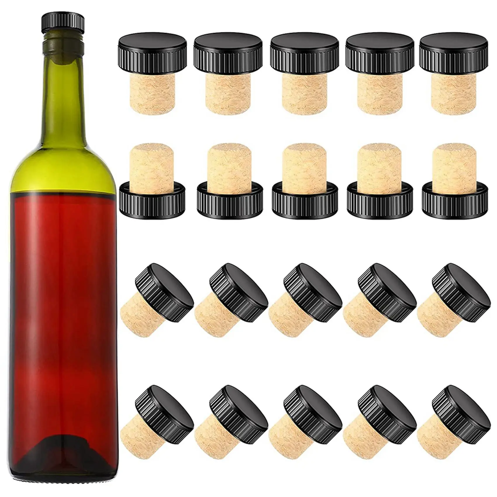 A7THK-48 Pieces Cork Plugs Cork Stoppers Tasting Corks T-Shape Wine Corks With Top Wooden Wine Bottle Stopper Bottle Plugs