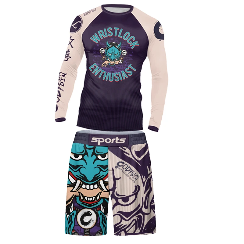 Tuta Sportiva per Bambini MMA Muay Thai, Abbigliamento Sportivo per Ragazzi, Set da Boxe e Jiu Jitsu, Completo da Allenamento e Corsa, Abbigliamento da Palestra per Bambini, Rashguard