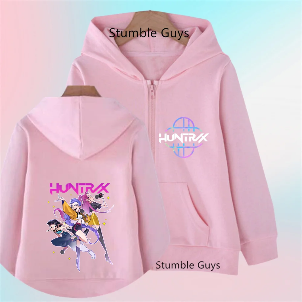 

K-pop Demon Hunters Hooded Coat for Children Anime Cartoon Fashion Zip Jacket Boys Girls Spring Autumn Cute Coats Kids Clothes