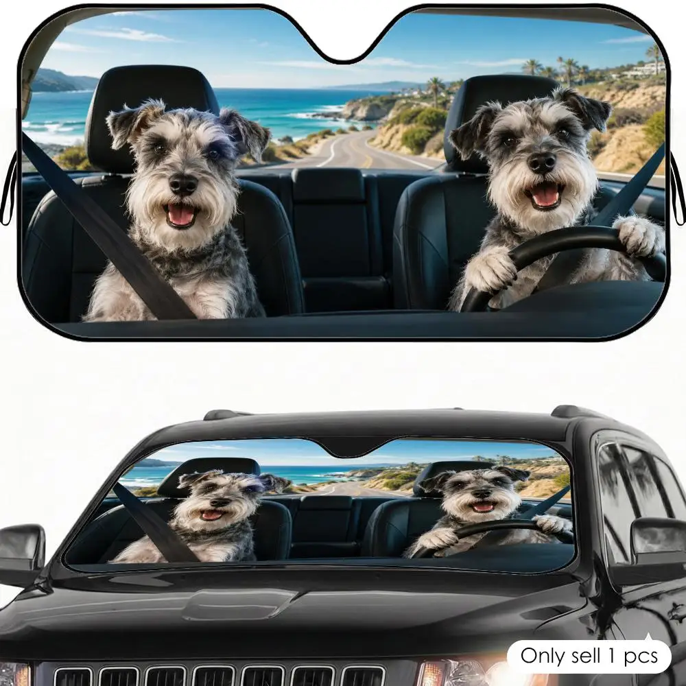Schnauzer Road Buddies Sonnenschutz Auto-Sonnenschutz Frontscheibenabdeckung Blocker Auto-Schutz Fenster-Sonnenblende Abdeckung
