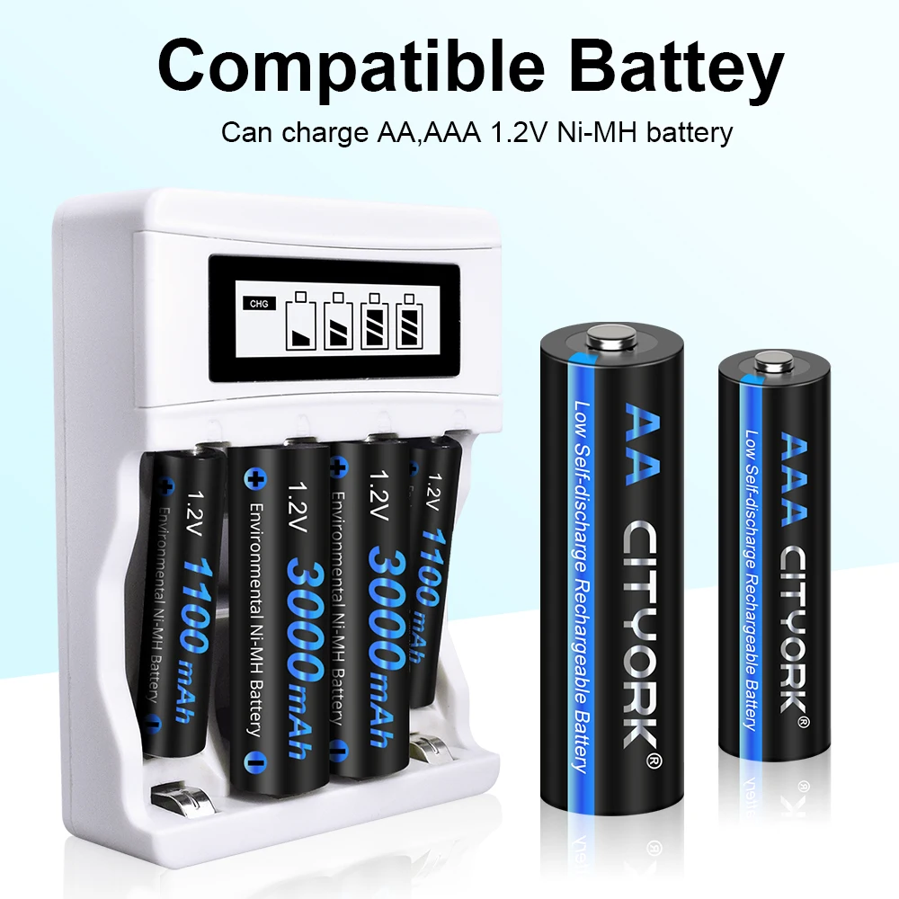 CITYORK 1.2V AA+AAA Rechargeable Battery 1.2V AAA Rechargeable NIMH Batteri 1.2V Ni-MH AA 2A Battery With AAA AA Battery Charger