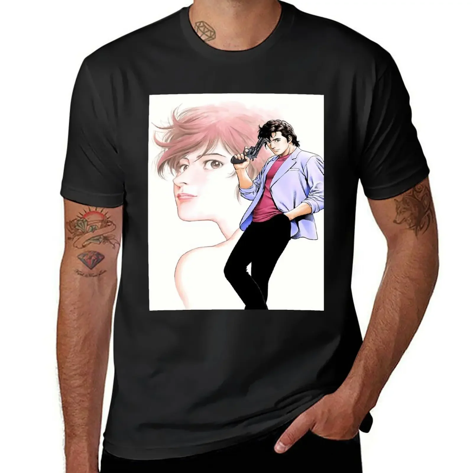 City Hunter (Nicky Larson) - Ryo Saeba & Kaori T-Shirt sports fans summer clothes mens graphic t-shirts