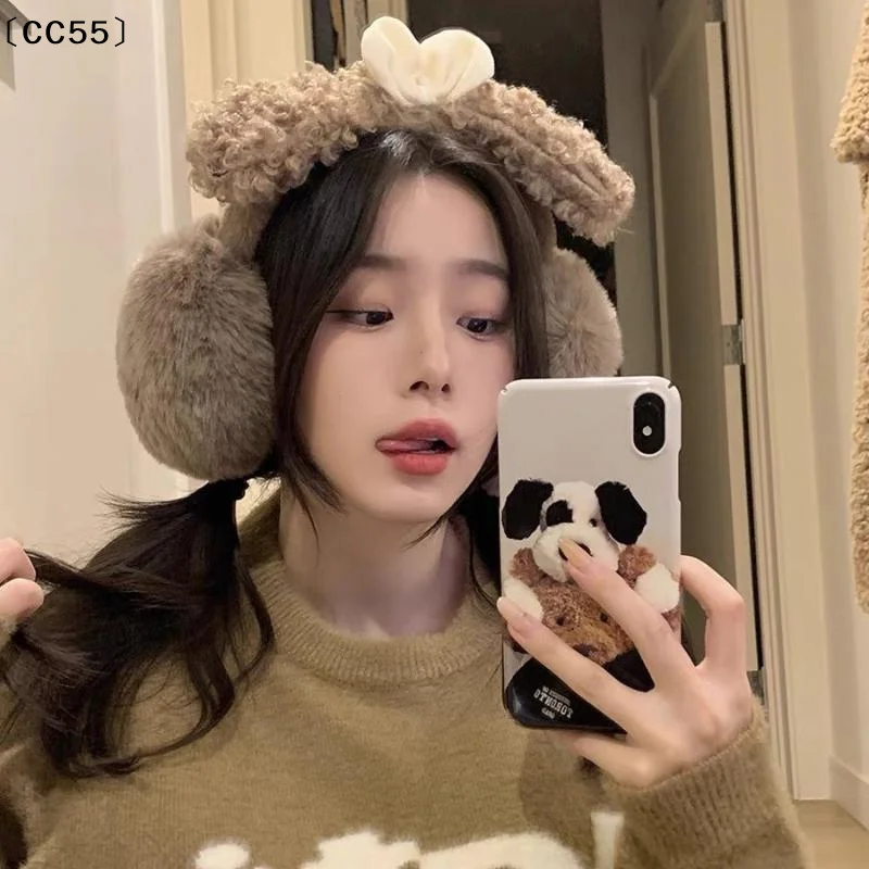 

tipoCC55 SelbstCC55larlaWinter Плюшевые теплые наушники с бантом Ins Sweet Мягкие пушистые наушники для езды на велосипеде на открытом воздухе Мягкие грелки для ушей для девочек Подарок