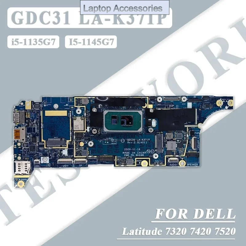 

F Laptop Motherboard For Dell Latitude 7320 7420 7520 with i5 11th Gen CPU 8GB/16GB RAM Notebook Mainboard LA-K371
