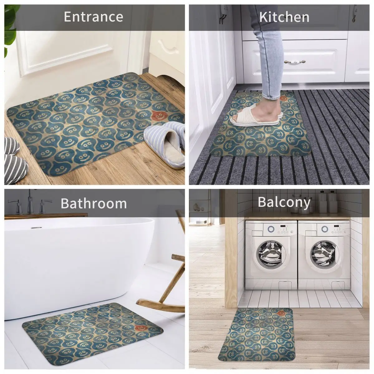 Dragon Quest Non-slip Doormat Slime Bath Bedroom Mat Outdoor Carpet Home Pattern Decor