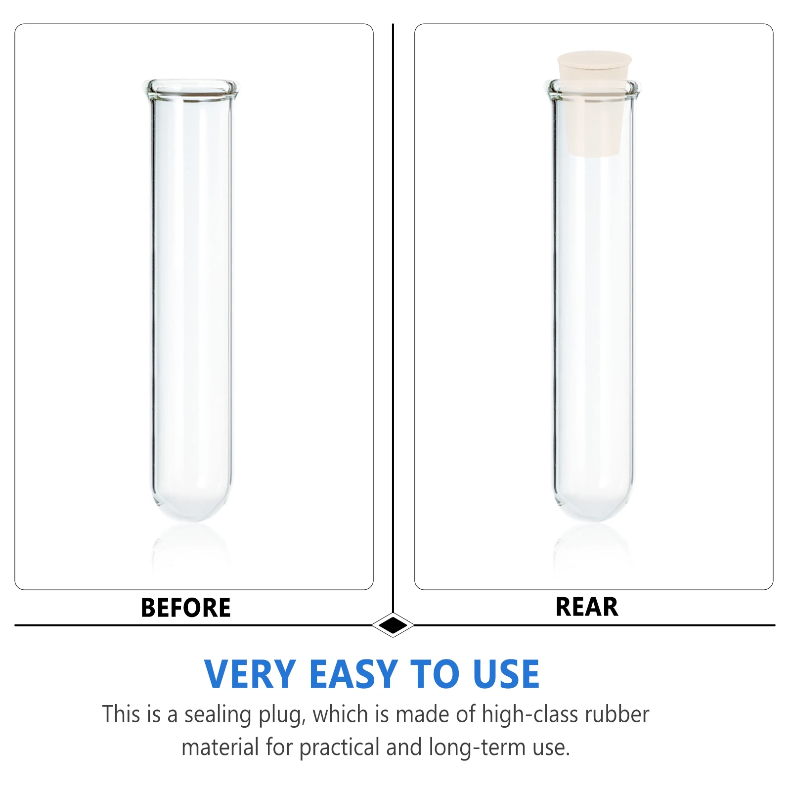

50 Pcs Blocker Rubber Plug Test Tube Plugs Stoppers White Tapered Flask Sealing