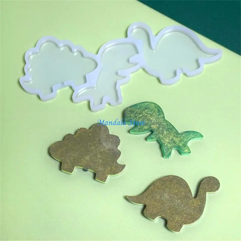 

U2JC 3-Link Dinosaur Sugar Chocolate Fondant Mold Diy Baking Manual Biscuits Mold