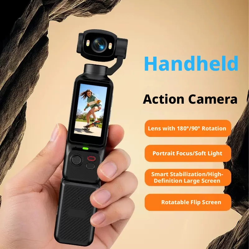 Vlog camera, supporting screen rotation and lens rotation, external charging compartment, portable camera for travel Vlog shooti