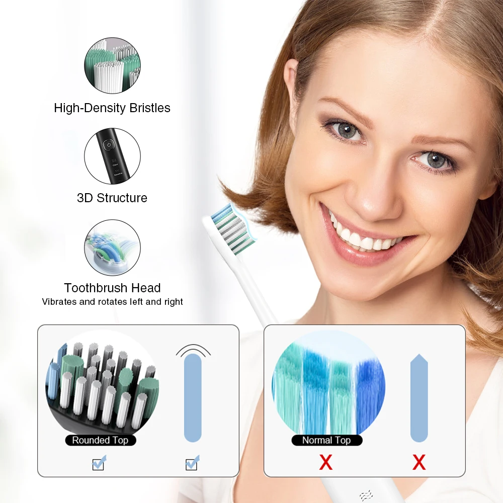 Electric Toothbrush Ultrason Clean Teeth Adult 5 Modes Teeth Brush Sonic Electric Tooth Brush With 8 Extra Replacement Heads