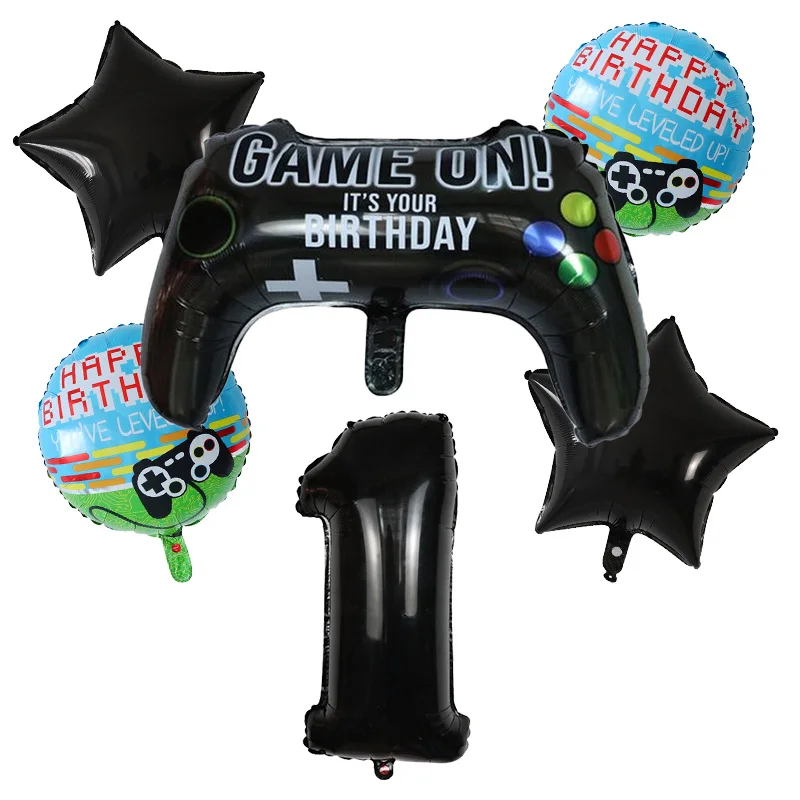 6Pcs Game Balloons Birthday Gamepad Foil Balloon Gaming Globos Number Balloon LAN Party Children\'s Boy Birthday Party Decoration