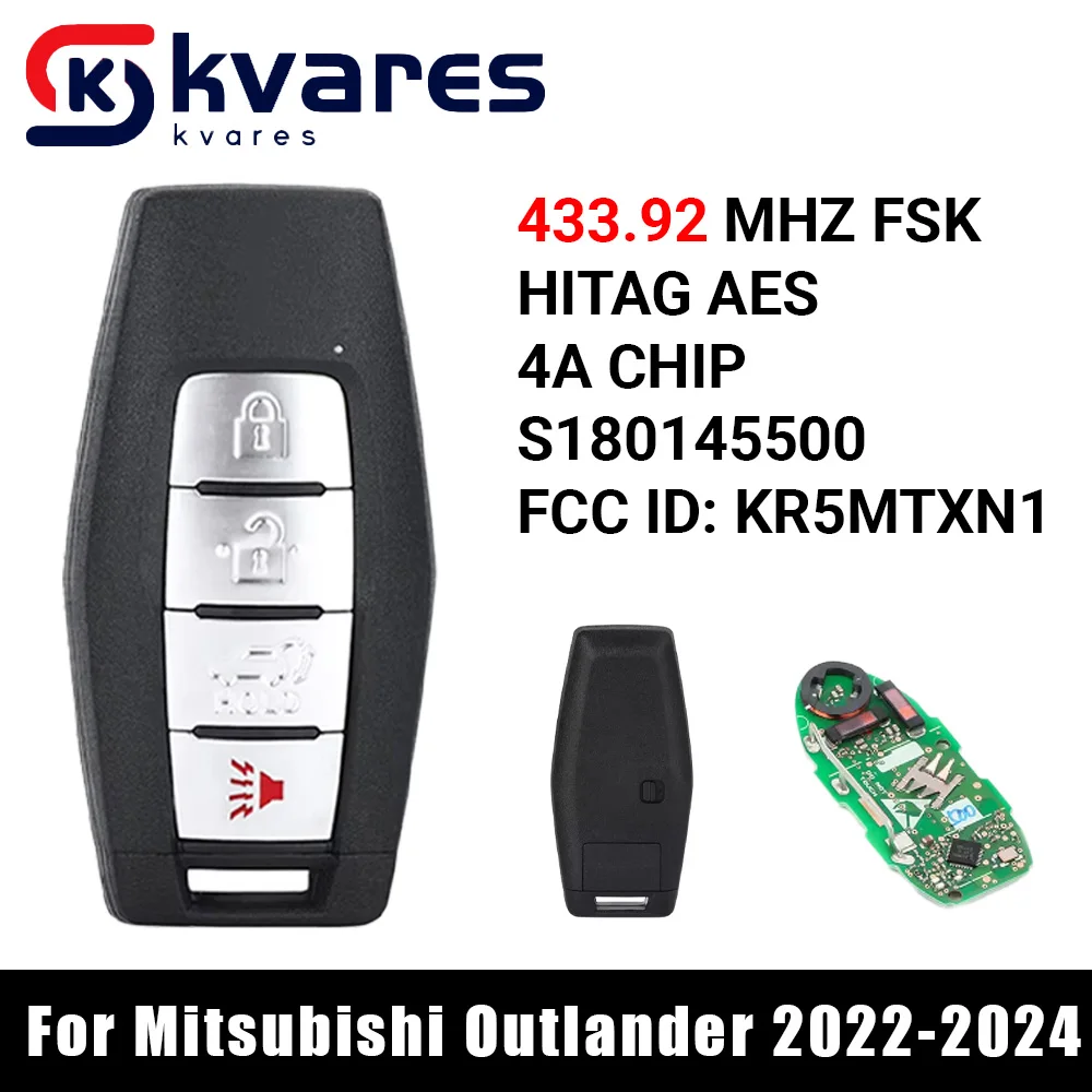 КВАРЕС С 180145500     8637C254 для Mitsubishi Outlander 2022 2023 2024 433 МГц 4A чип умный дистанционный автомобильный брелок 4 кнопки KR5MTXN1