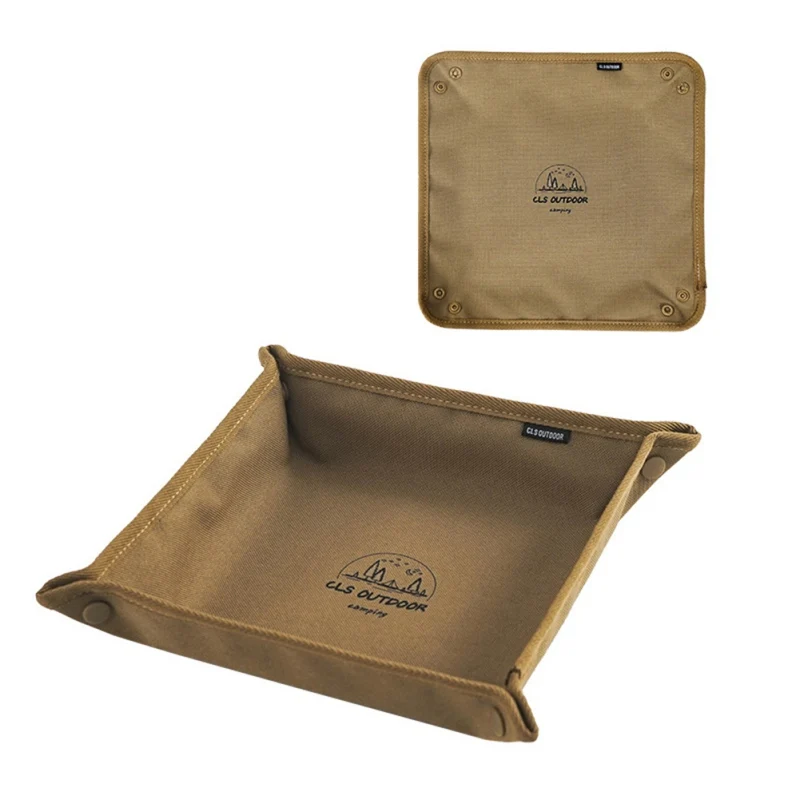 1 Pack Portable Oxford Cloth Outdoor Tray Flexible Fabric Mat 9.84/13.78inch Square Tray for Camping Picnic Travel