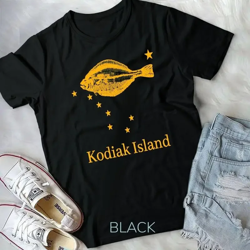 Kodiak Island Alaska State Flag Halibut Fishing T Shirt Unisex T shirt