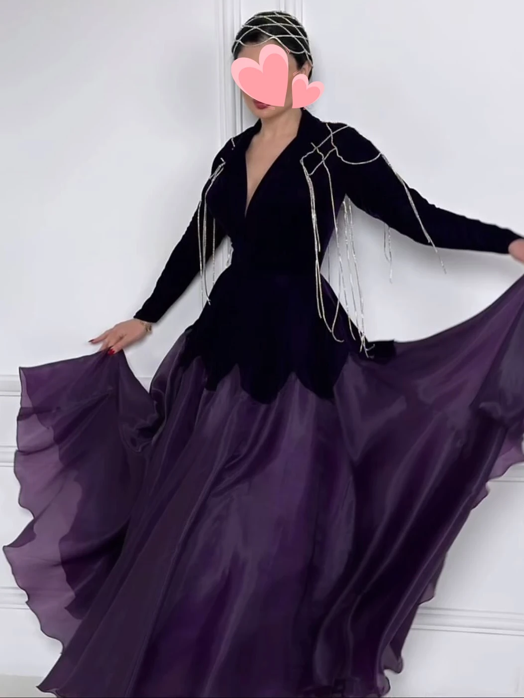 Andere Shore Elegantes Vintage Sexy Schwarz Lila Kristall V-Ausschnitt Meerjungfrau Anpassen Formelle Anlässe Ballkleid Abend Party Kleider