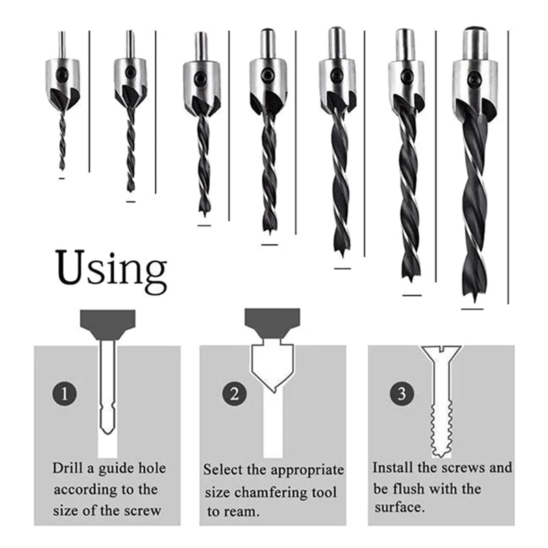 ABPP-26-Pack Woodworking Chamfer Drilling Tools Drill Bits Set Wood Plug Cutter Three Pointed Countersink Drill Bits
