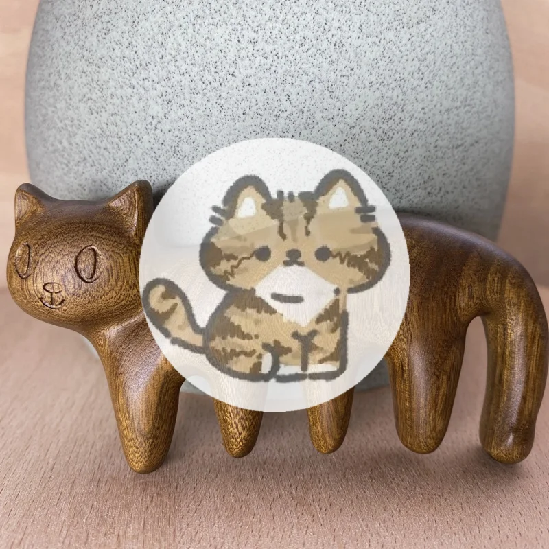 

Cat Massage Comb Body Meridian Massage Comb Sandalwood Five Wide Tooth Comb Acupuncture Blood Circulation