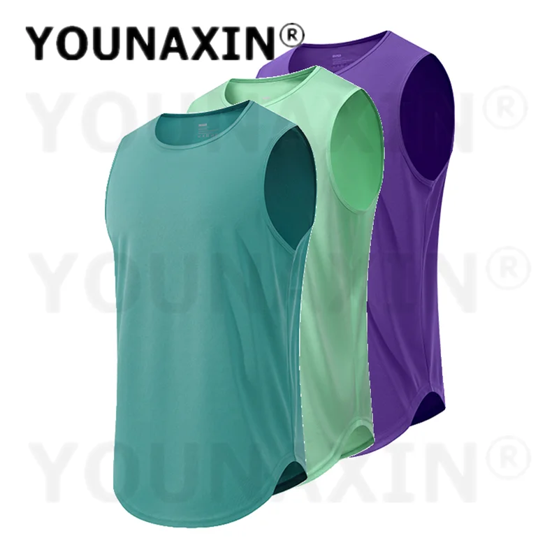 3 Pcs Men's Quick Dry Workout Tank Top Loose Fit Sleeveless Athletic Shirt Running Basketball Gym Fitness Marathon Multi-color