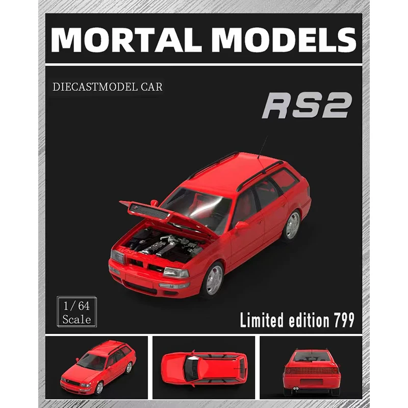 PreSale Mortal 1:64 RS2 Avant B4 1994 Red White Blue Openable Hood Diecast Diorama Car Model Collection Miniature Carros Toys