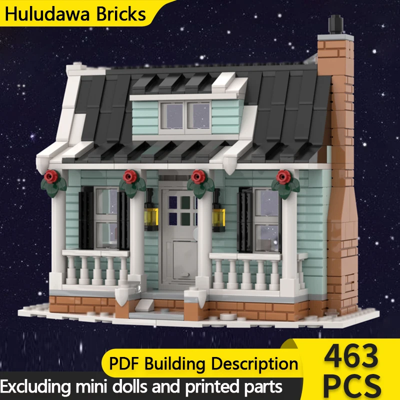 

Street View Model MOC Building Bricks Winter Urban Area Bungalow Modular Technology Children Holiday Gifts Assemble Toys Suit