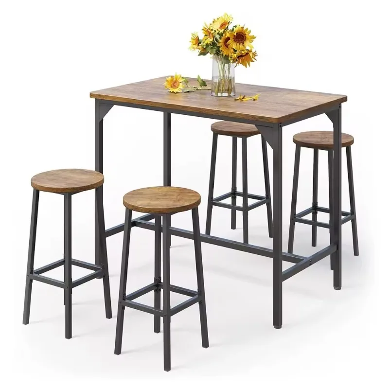 Nbhy Space Saving Bar Table And Chairs Breakfast Nook And Home Bar Kitchen Dining Table Set With 4 Chairs