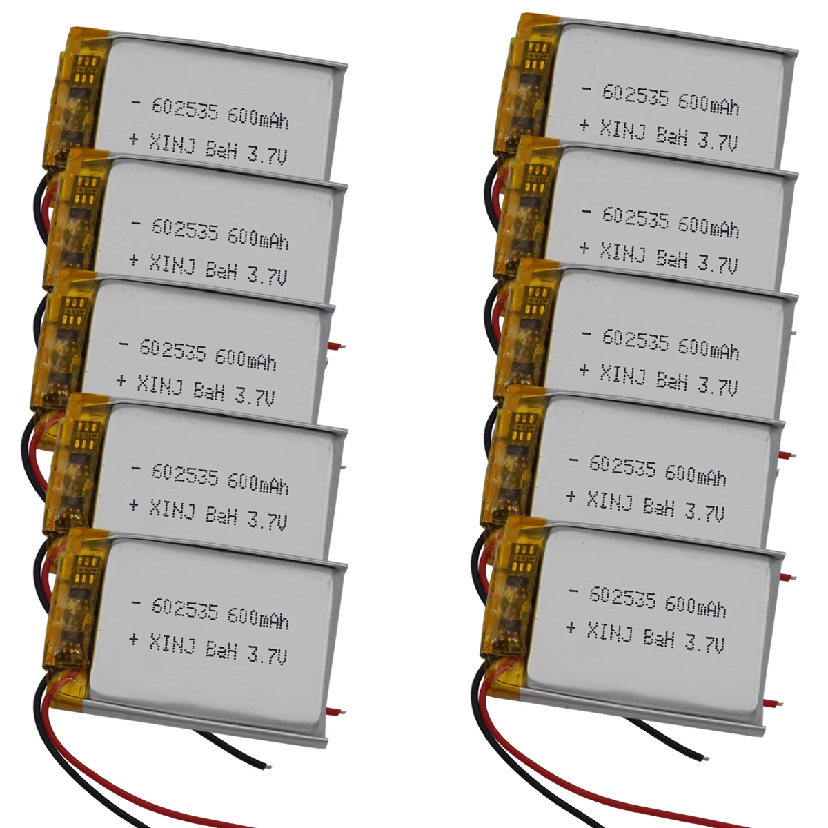 

10pcs 3.7V 600mAh 2.22Wh Li-Polymer Li Lithium Battery 602535 Li-ion Cell For MP4 Mp5 Driving Recorder Telephone Watches 062535