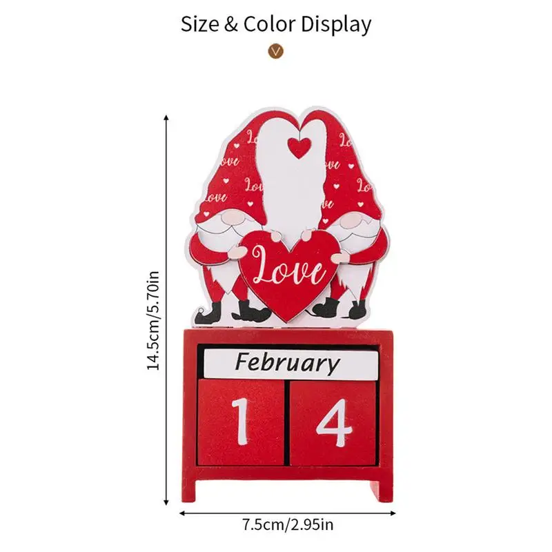 Valentijnsdag Kalender Decor 3D Bureaukalender Gnome Design Countdown Kalender Desktop Kalender Tafel Centerpieces