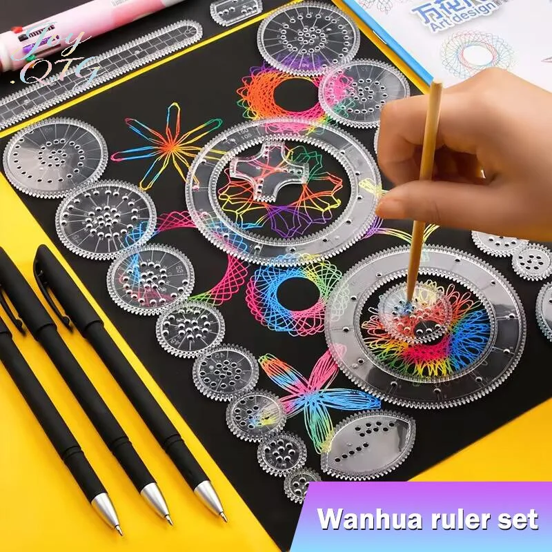 22pcs Drawing Toys Set Geometric Ruler Mathematical Roulette Drawing Tools Learning Painting Puzzle Toys Art Tool
