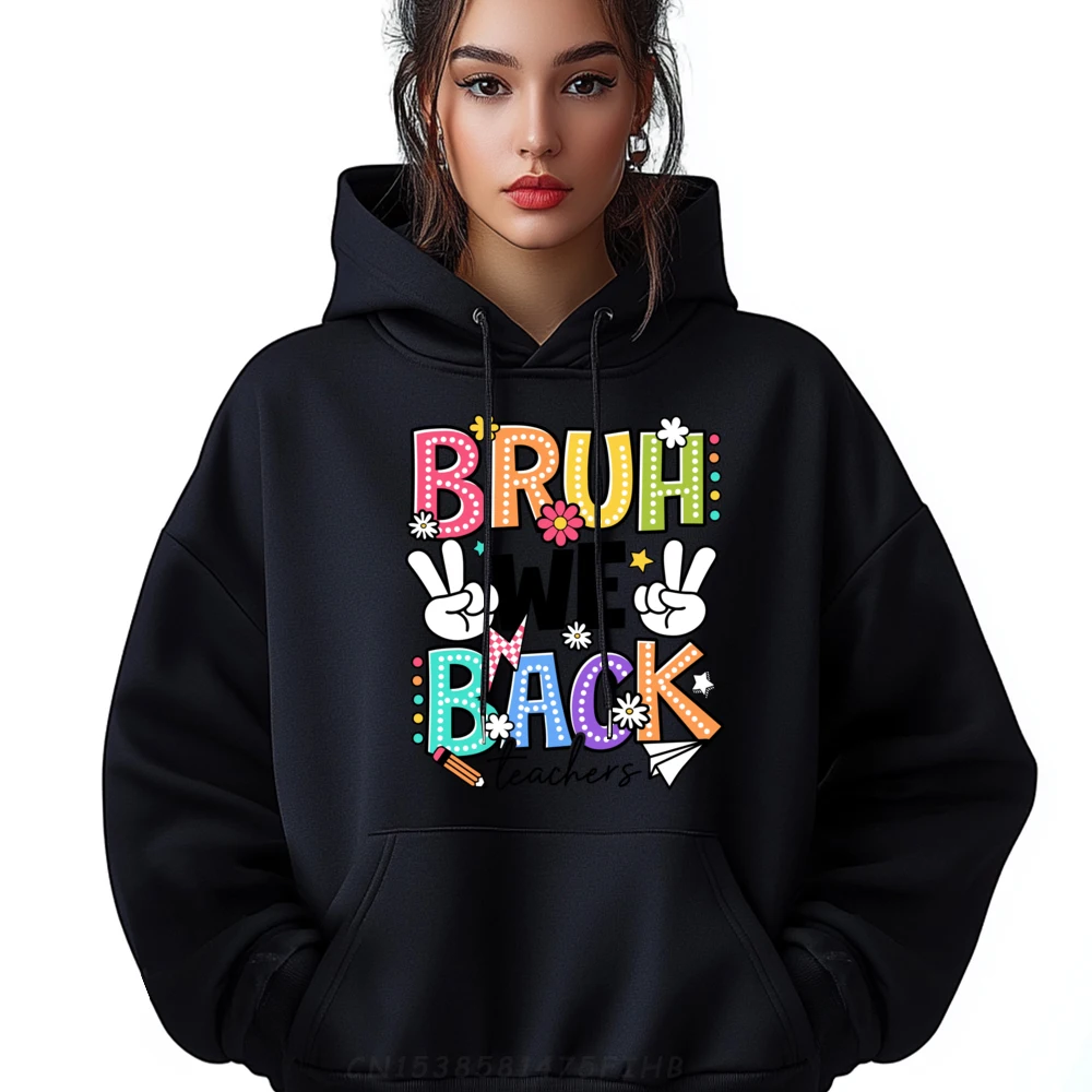 

Casualfunny Long Sleeve Hoodies Christmas Latest Round Neck Coat Mens Hoodies Bruh We Back Teacher