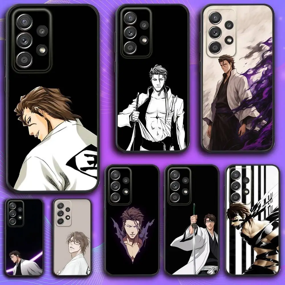 

B-Bleach Anime Aizen Phone Case For Samsung S 25,24,23,22,30,21,10,9,Ultra,Plus,Lite,FE,4,5 G Soft Black Case