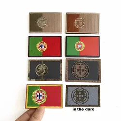 Portugal Flag Fabric Badges Embroidered Patches with Hook and Loop,IR Reflective Military Stickers Tactical Applique on Backpack