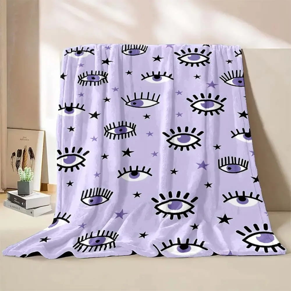 

Cartoon Eyelashes Art Printed Blanket Bedroom Livingroom Bed Warm Soft Comfortable Air Conditioner Office Travel Thin