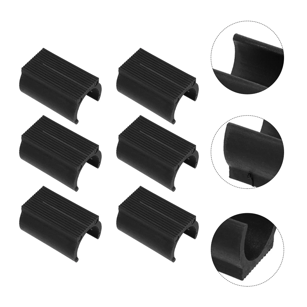 

25 Pcs Black Plastic Chair Leg Floor Protectors Non Slip Furniture Pads Tubular Folding Chairs U Shaped Covers Trampoline Legs