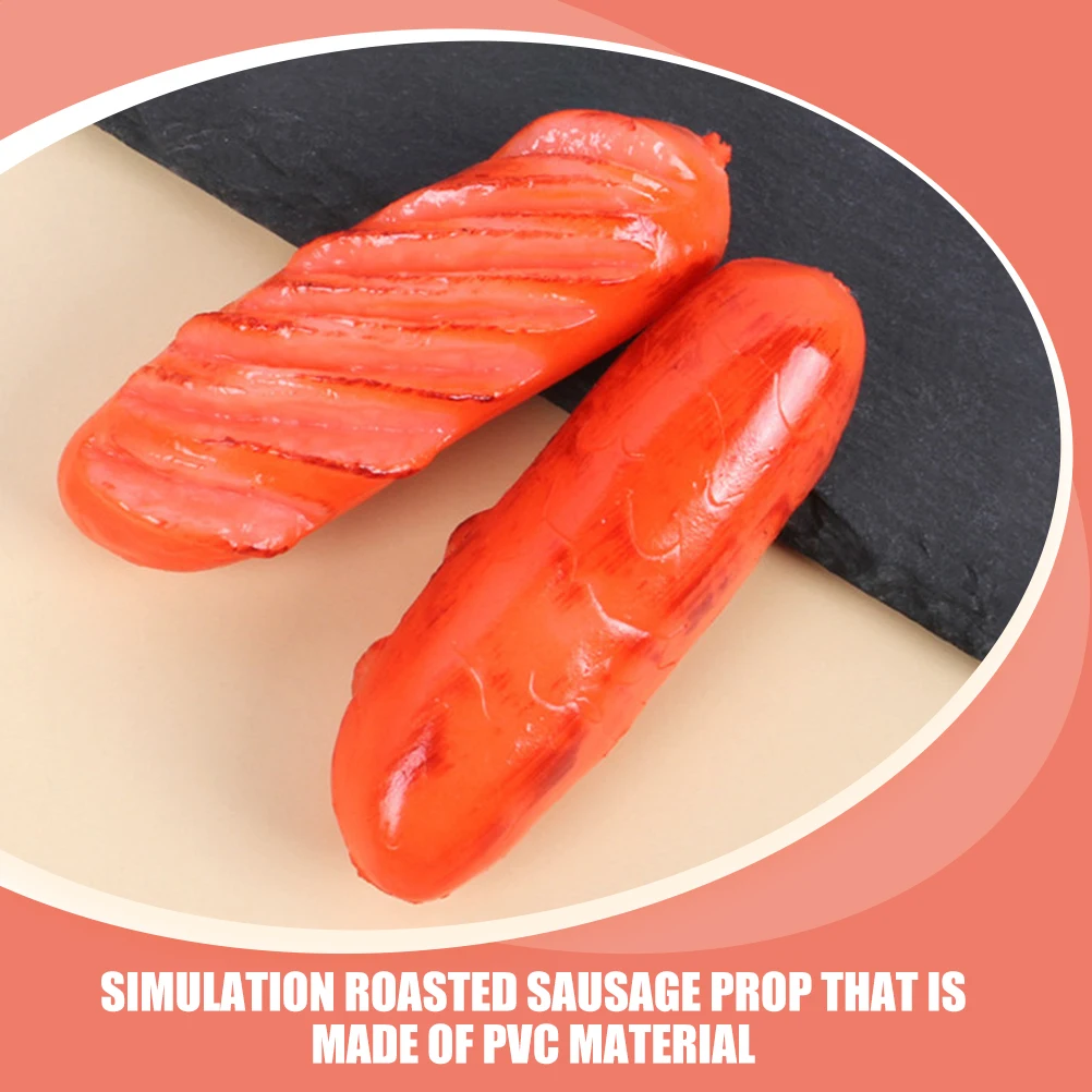 

3 Pcs Simulated Sausage Hot Dogs Faux Food Props Realistic Pvc for Decoration Artificial Display Meat